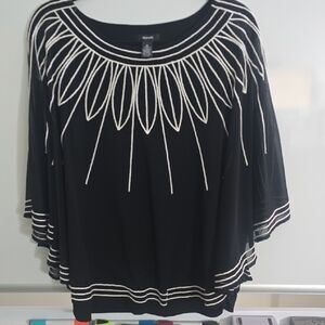 Alfani Black and White Embroidered Blouse